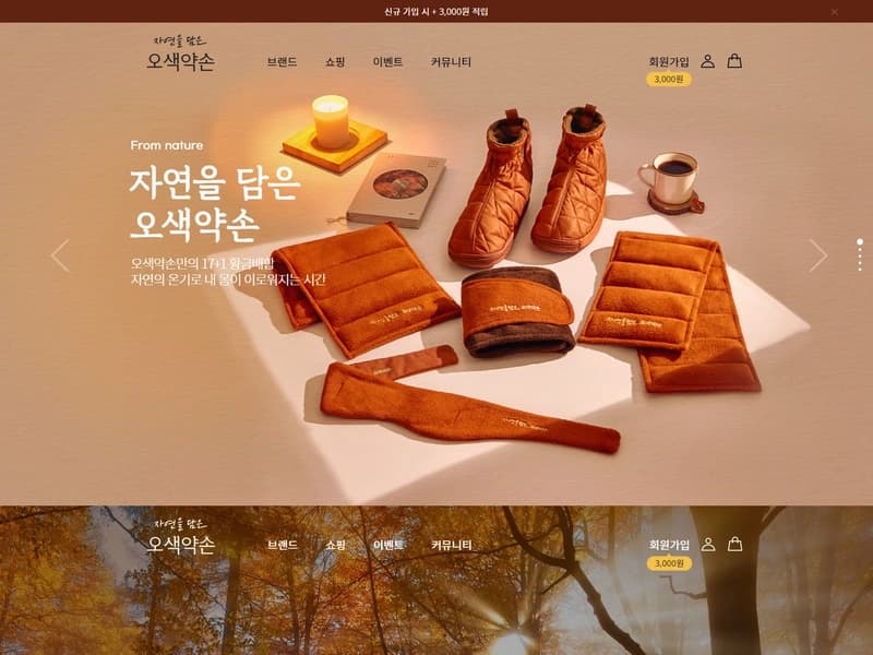 한방건강용품 브랜드 쇼핑몰, 오색약손 — 쇼핑몰 제작 미리보기